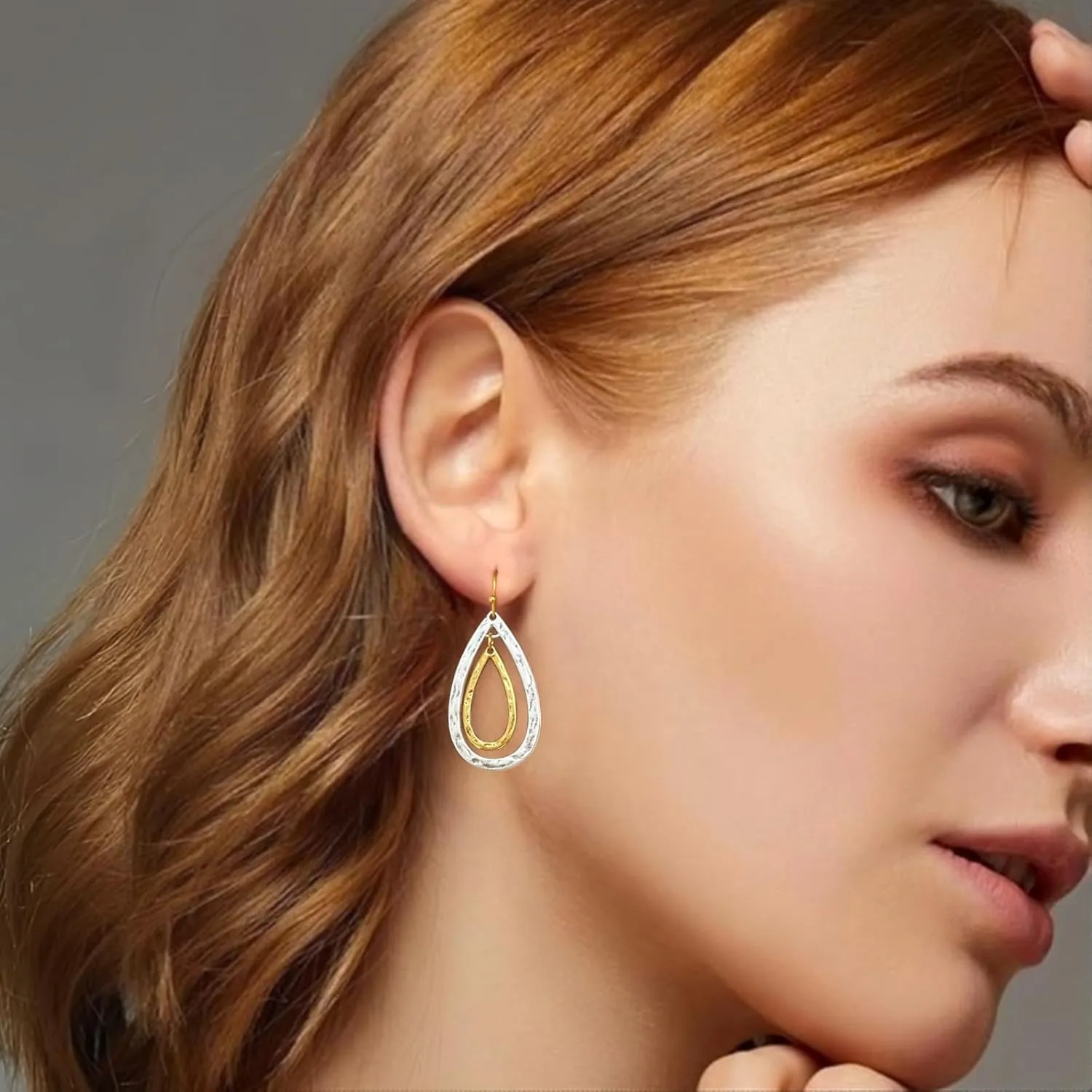 Two Tone Geometric Dangle Earrings for Women Gold and Silver Trendy Drop Earrings Hypoallergenic Lightweight Dangle Earrings