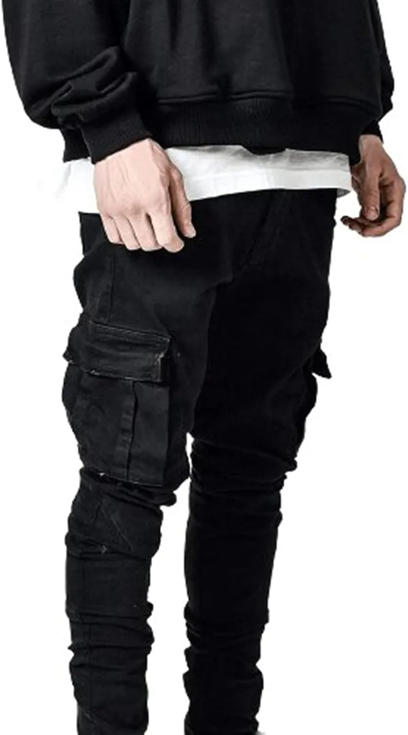 Uillui Mens Slim Fit Jeans 7 Pockets Stretch Ripped Skinny Jeans Moto Biker Washed Denim Distressed Straight Leg Jeans Pants