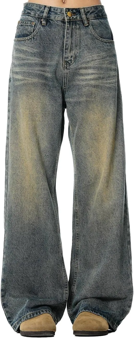 Unisex Y2K Baggy Jeans Hip Hop Skater Jeans Vintage Dance Skateboard Pants Loose Fit Denim Jeans