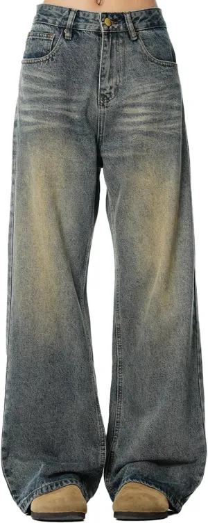 Unisex Y2K Baggy Jeans Hip Hop Skater Jeans Vintage Dance Skateboard Pants Loose Fit Denim Jeans