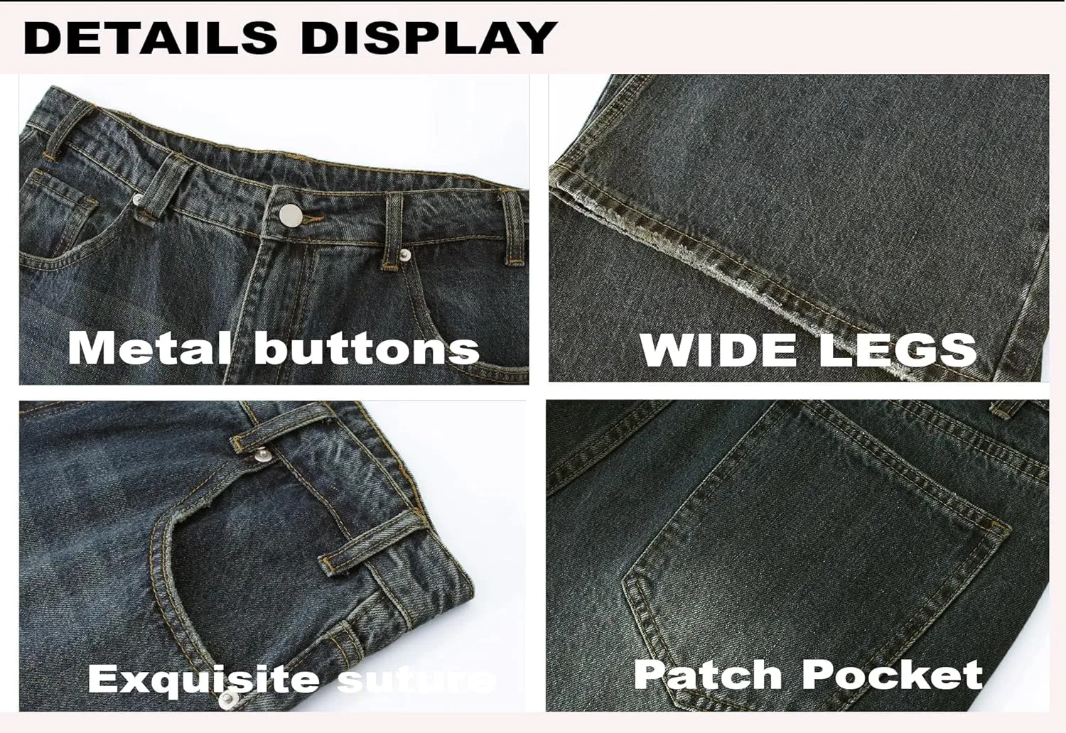 Unisex Y2K Baggy Jeans Hip Hop Skater Jeans Vintage Dance Skateboard Pants Loose Fit Denim Jeans