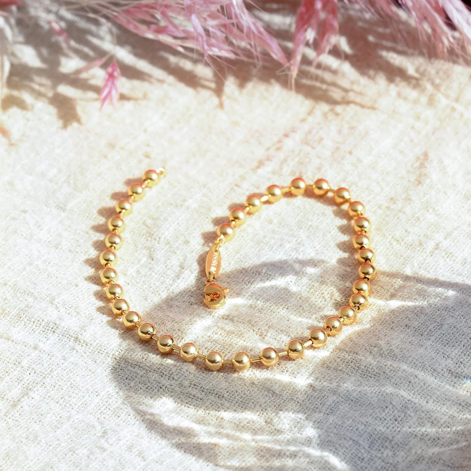 Valloey Rover Gold Bracelets for Women 14K Gold Plated Simple Link Chian Bracelets Cute Dainty Charm Bracelets for Women Gold Jewelry
