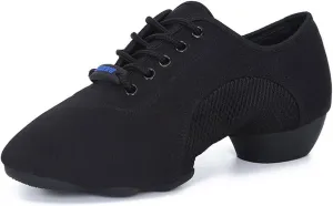 VEACAM Women Latin Dance Shoes, Breathable Jazz Tango Sneaker Beginner Practice Shoes for Female Low Heel Ballroom