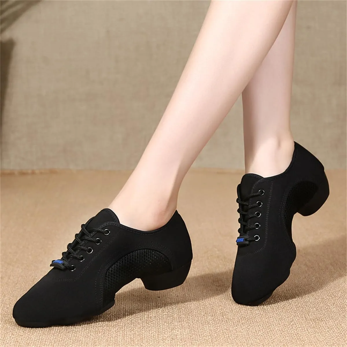 VEACAM Women Latin Dance Shoes, Breathable Jazz Tango Sneaker Beginner Practice Shoes for Female Low Heel Ballroom
