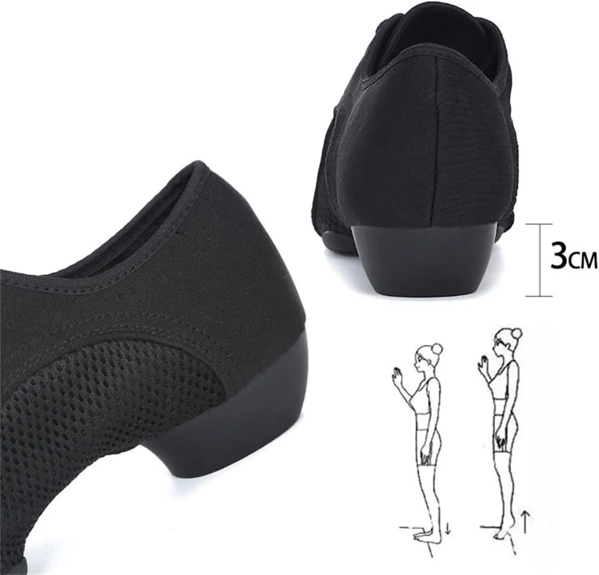 VEACAM Women Latin Dance Shoes, Breathable Jazz Tango Sneaker Beginner Practice Shoes for Female Low Heel Ballroom