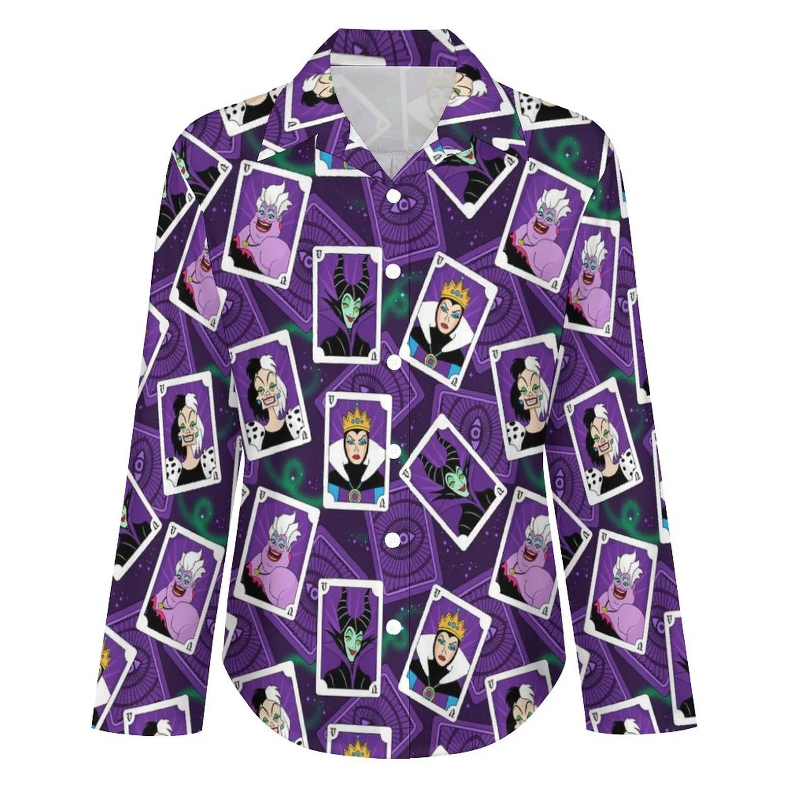 Villain Cards Long Sleeve Button Up Blouse