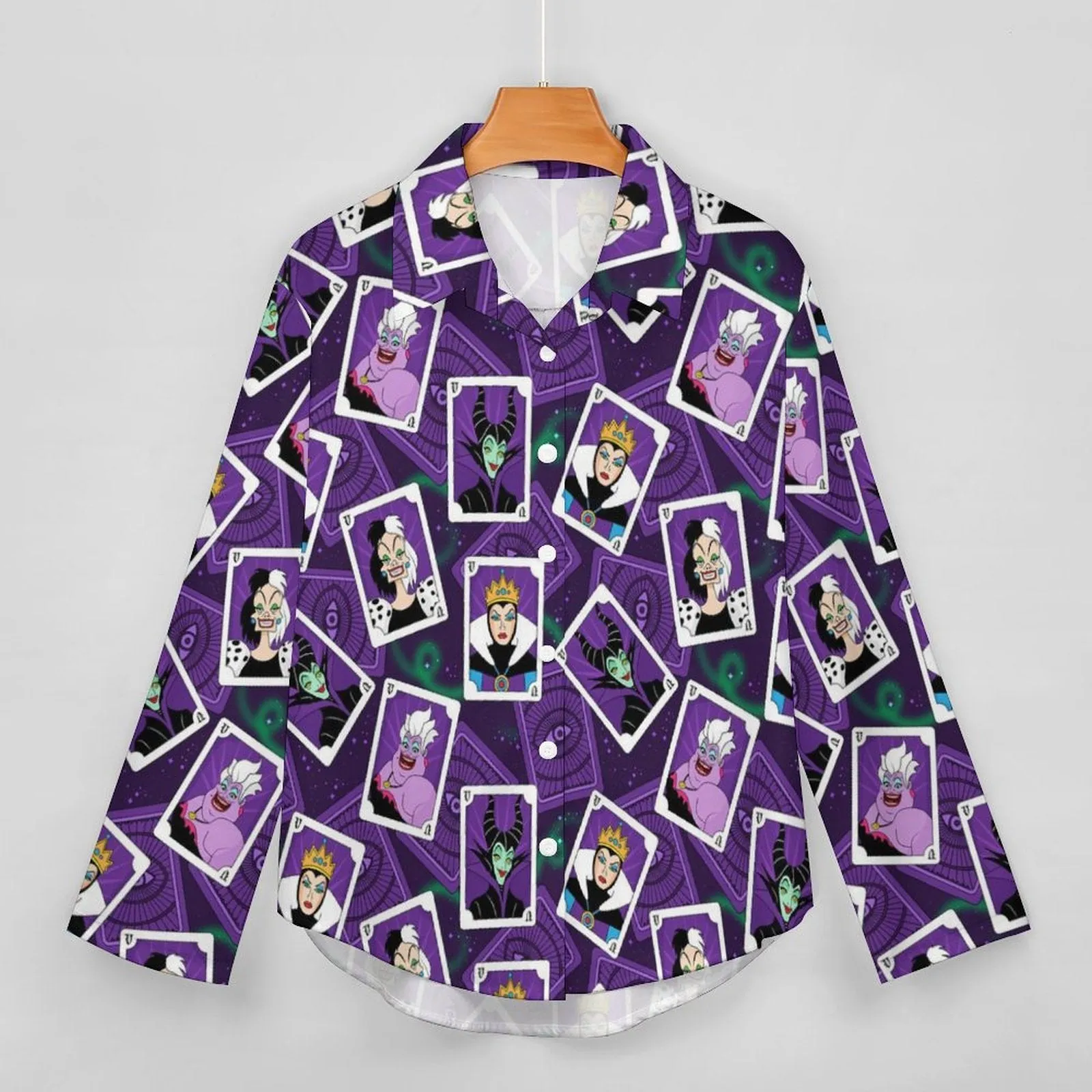 Villain Cards Long Sleeve Button Up Blouse