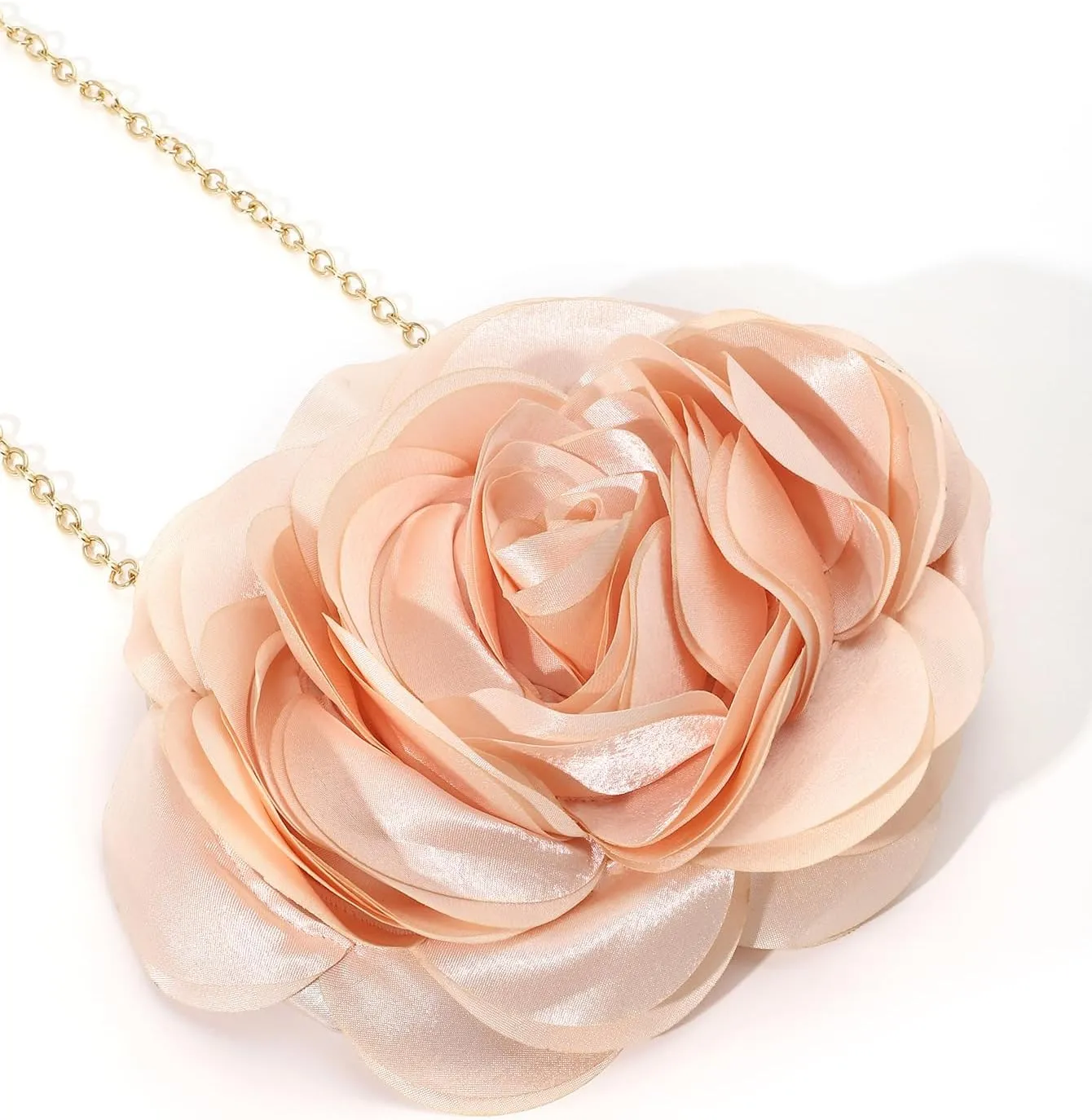 Vintage Rose Satin Crossbody Bag - Elegant Clutch Purse for Women, Perfect for Weddings and Special Occasions
