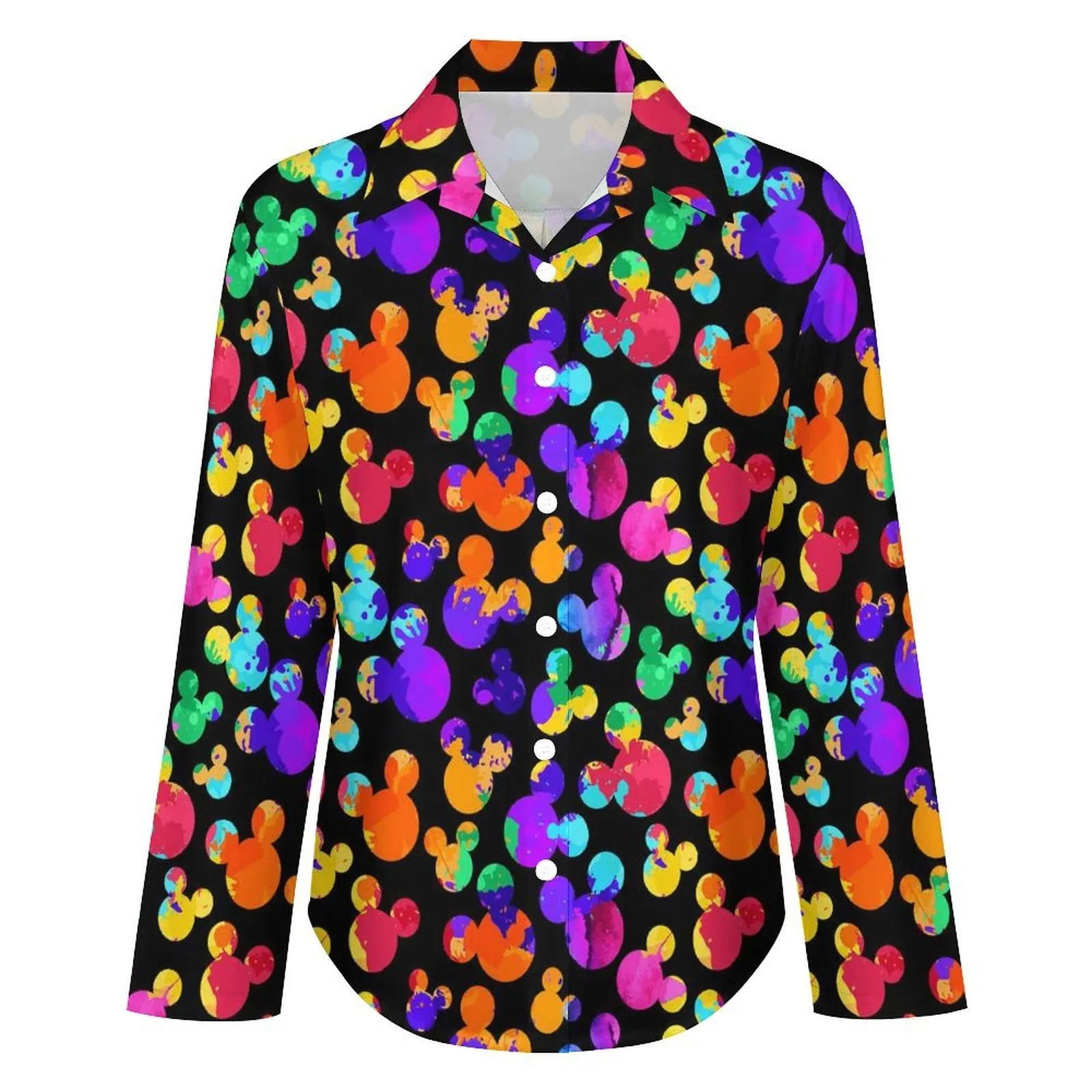Watercolor Long Sleeve Button Up Blouse