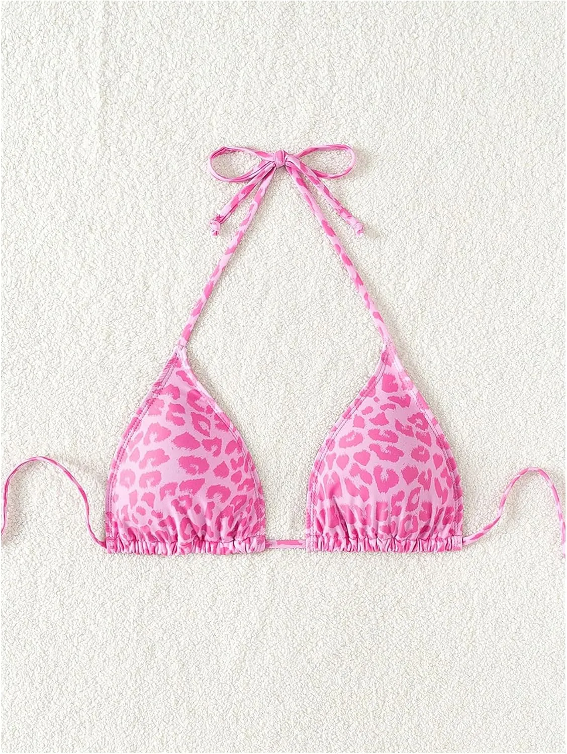WDIRARA Women's Y2k Leopard Graphic Triangle Bikini Top Micro Halter Swimsuit Tops
