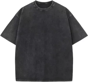 WDPL Men's Acid Cotton T-Shirts Oversized Unisex Short Sleeves Casual Loose Wash Solid Basic Tee Tops