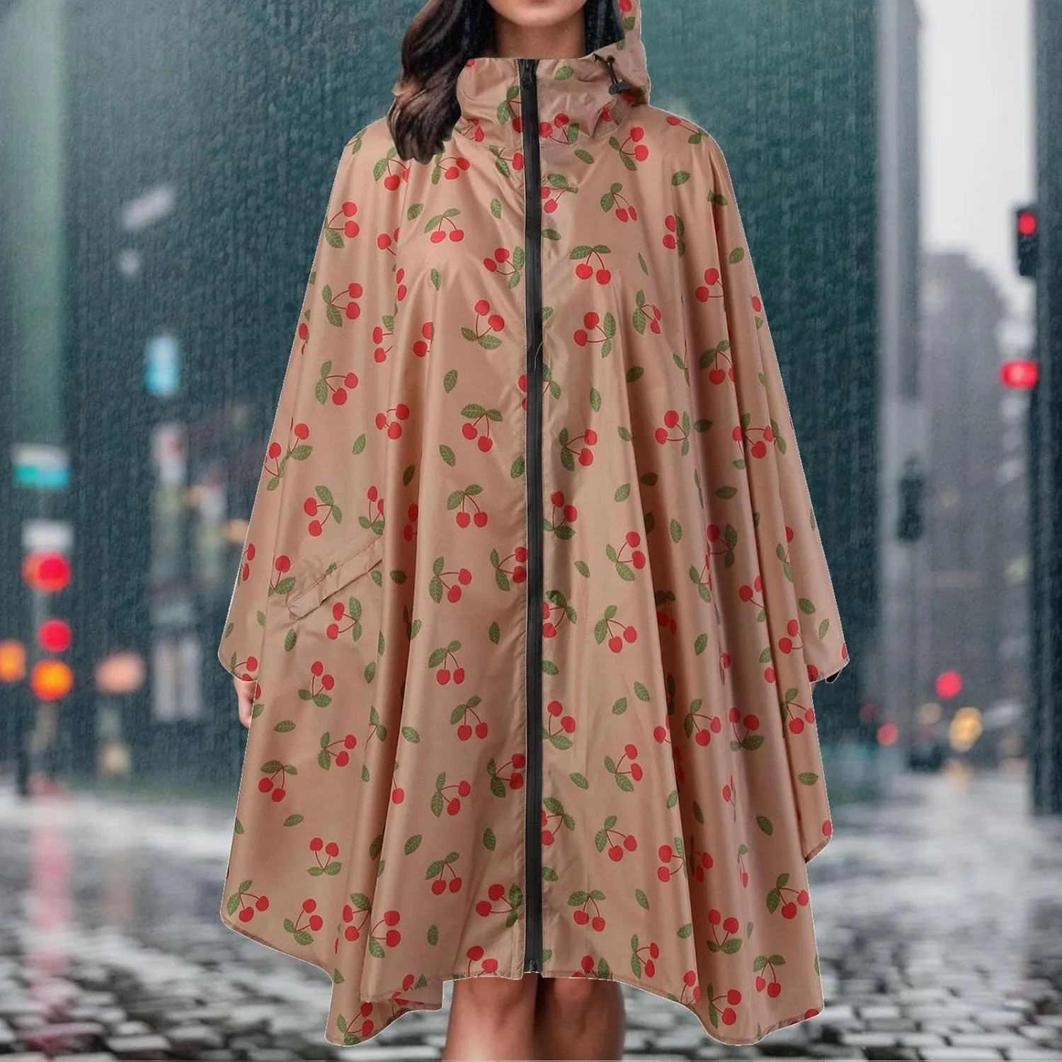 Windproof Jacket for Women Long Sleeve Raincoat Full Zip Up Button Hooded Plain Windbreaker with Pocket Outdoor Spring Plus