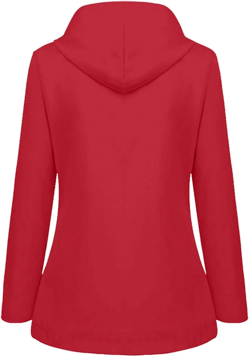 Windproof Jacket for Women Long Sleeve Raincoat Full Zip Up Button Hooded Plain Windbreaker with Pocket Winter Zipper Autumn