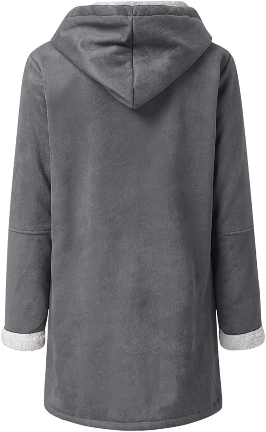 Winter Jackets for Women Sherpa Lined Suede Coat Thick Hooded Jacket Plus Size Parka Coat Warm Outerwear with Pockets
