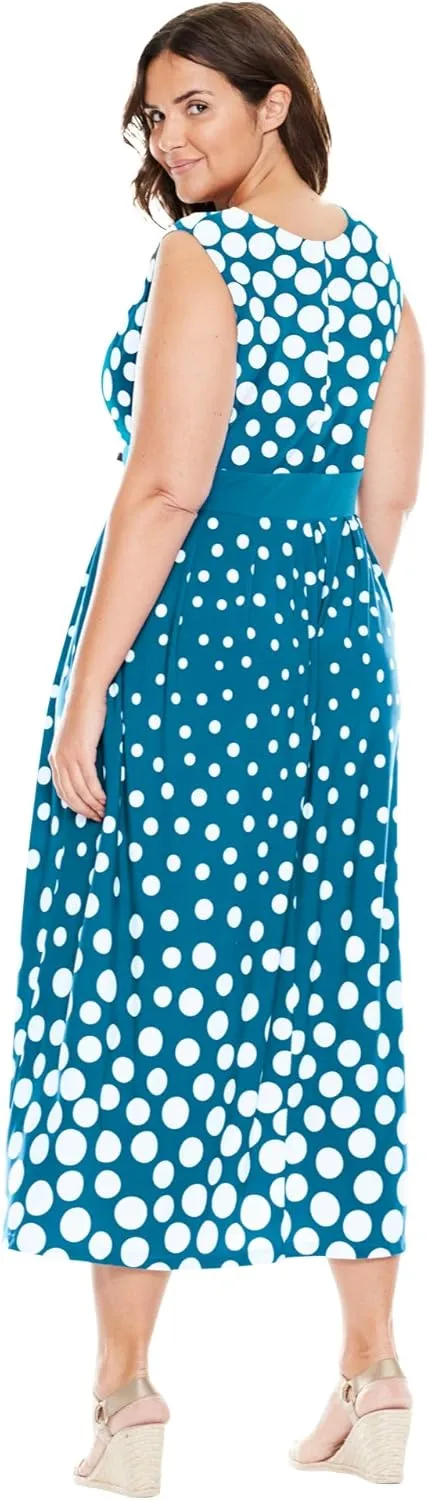 Woman Within Women's Plus Size Banded-Waist Print Maxi Dress
