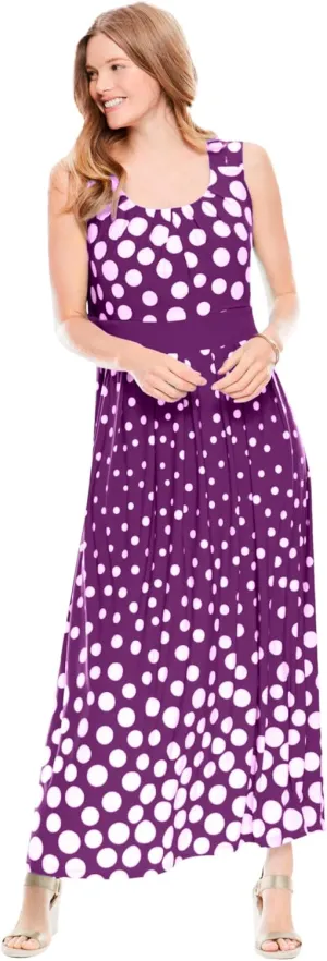 Woman Within Women's Plus Size Banded-Waist Print Maxi Dress