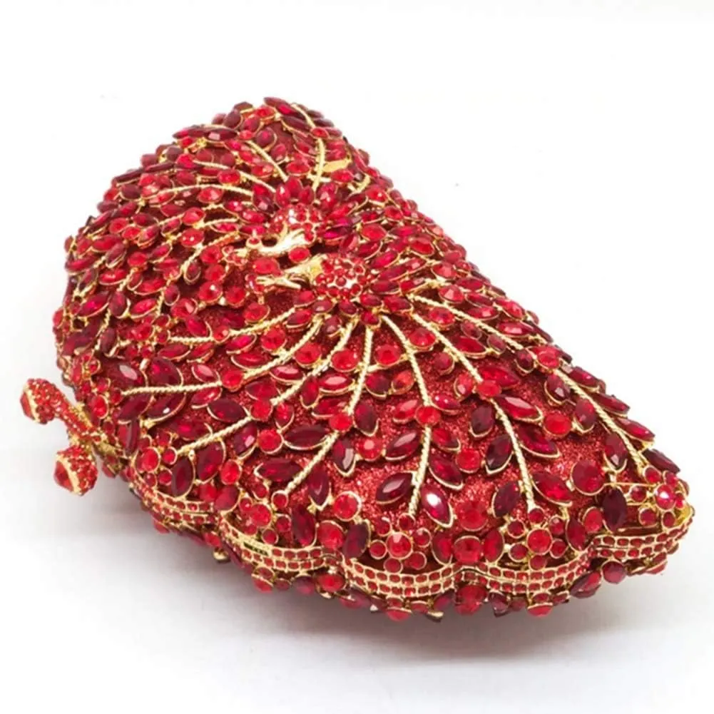 Women Crystal Evening-Bag Chain Elegant Wedding Clutch-Purse Party Handbag Flamingo