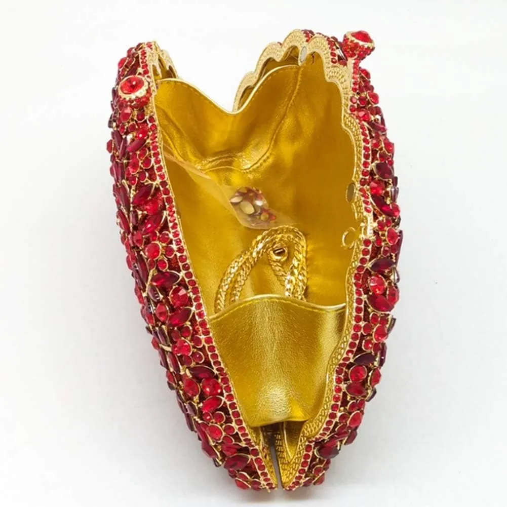 Women Crystal Evening-Bag Chain Elegant Wedding Clutch-Purse Party Handbag Flamingo