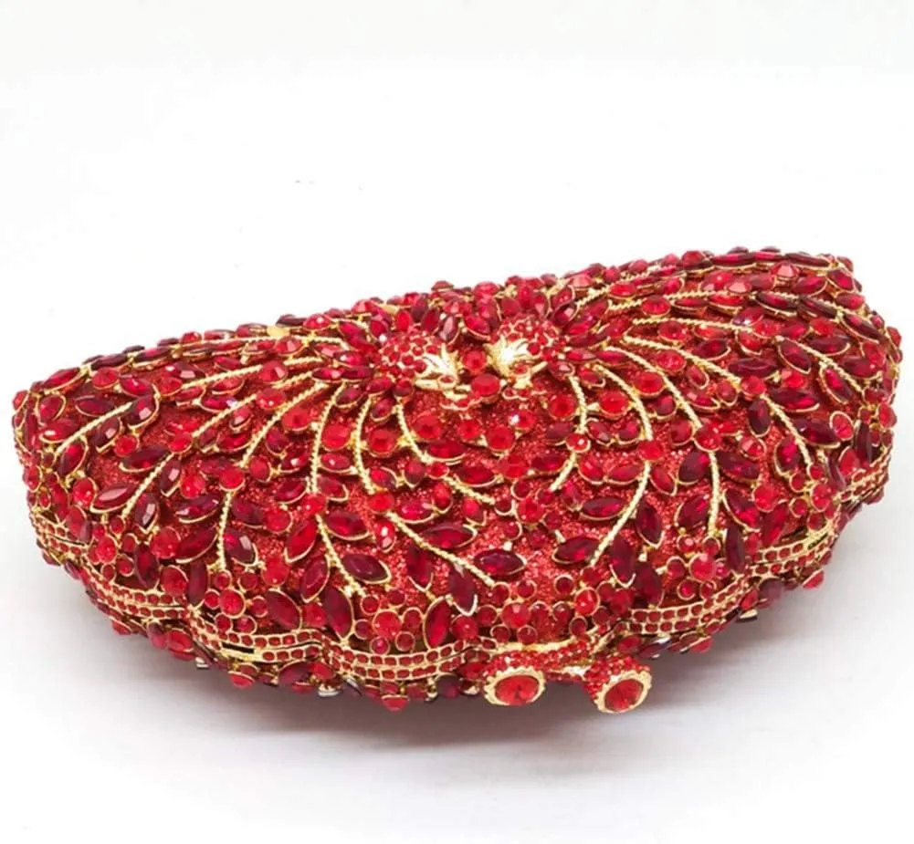 Women Crystal Evening-Bag Chain Elegant Wedding Clutch-Purse Party Handbag Flamingo