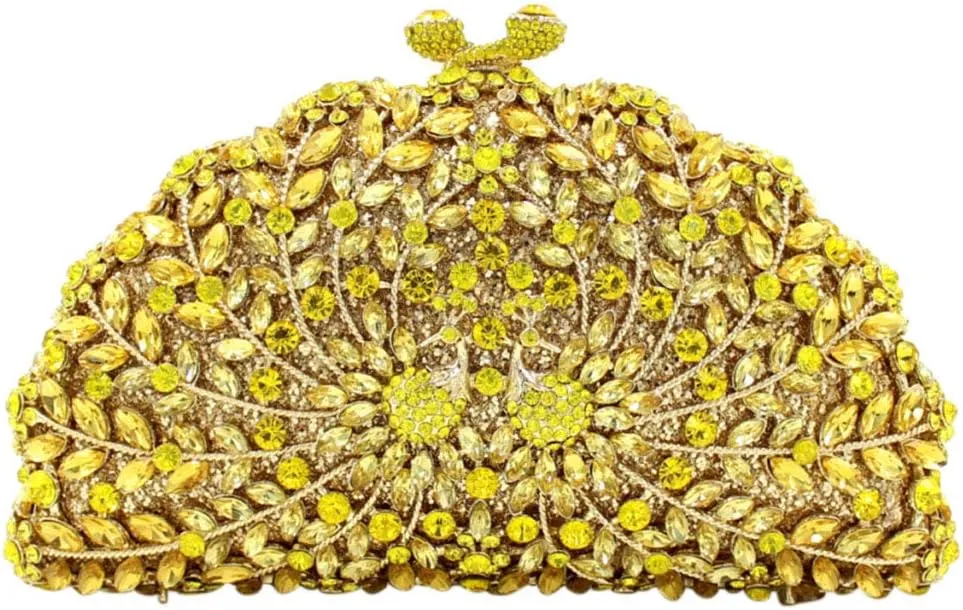 Women Crystal Evening-Bag Chain Elegant Wedding Clutch-Purse Party Handbag Flamingo