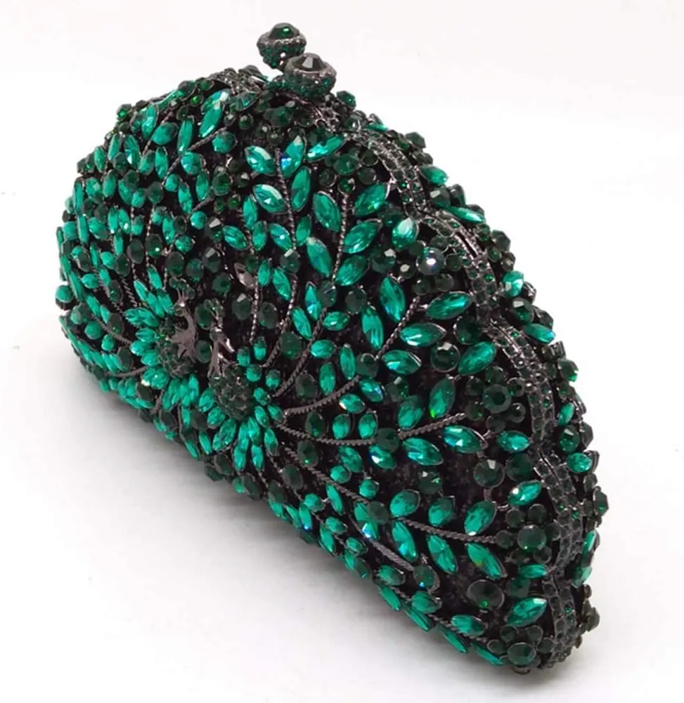 Women Crystal Evening-Bag Chain Elegant Wedding Clutch-Purse Party Handbag Flamingo