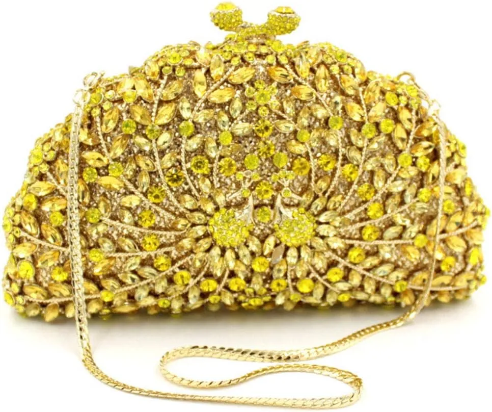Women Crystal Evening-Bag Chain Elegant Wedding Clutch-Purse Party Handbag Flamingo