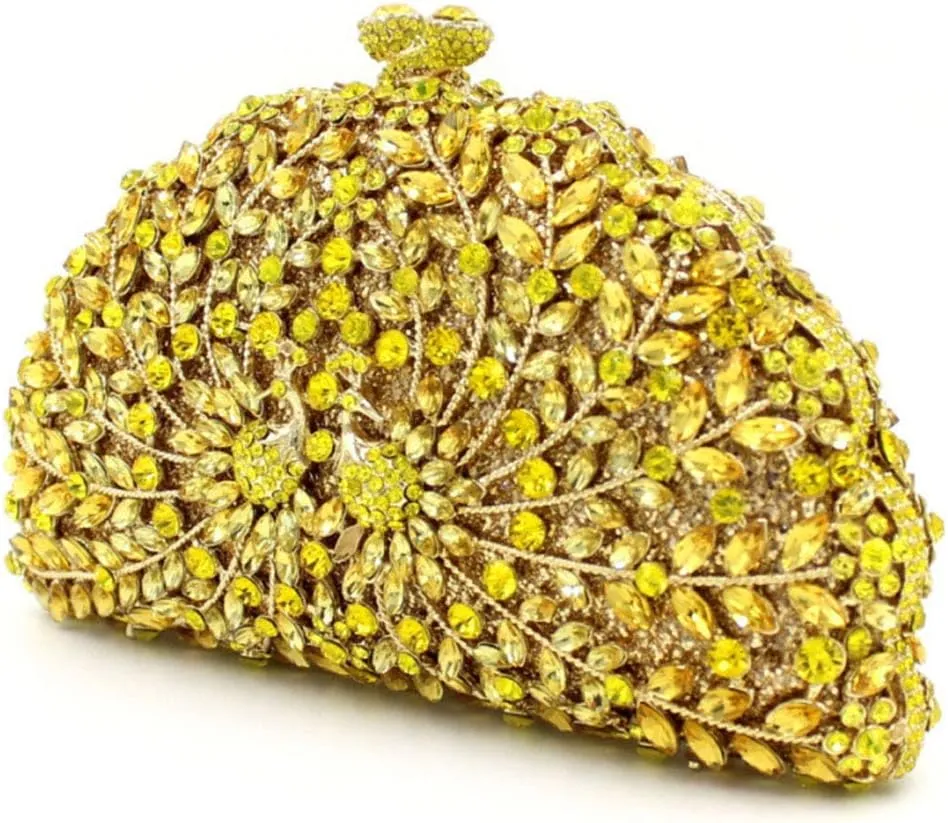 Women Crystal Evening-Bag Chain Elegant Wedding Clutch-Purse Party Handbag Flamingo