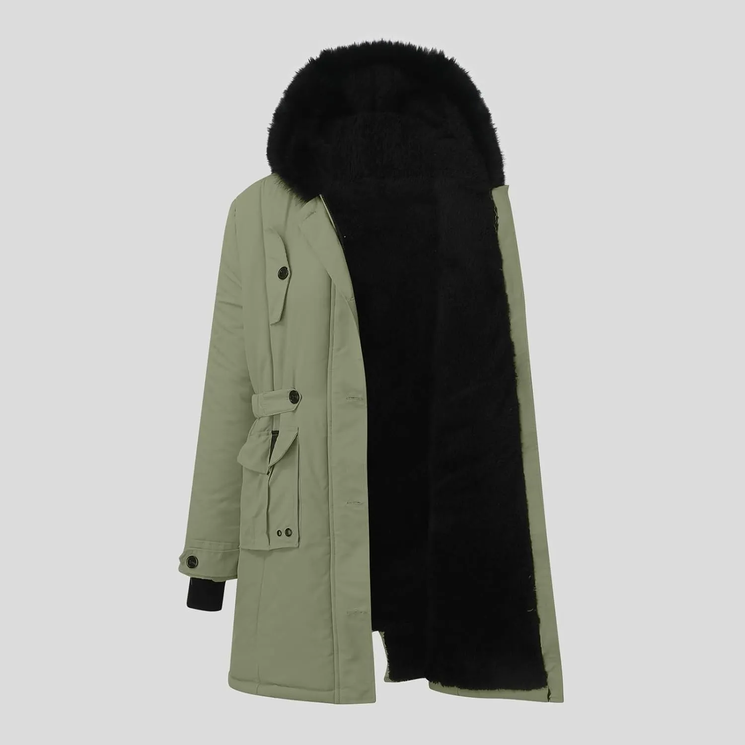 Women Down Puffer Jacket with Hood Trendy Winter Fashion Lined Hooded Snow Coat Jacket Outwear Long Jackets for