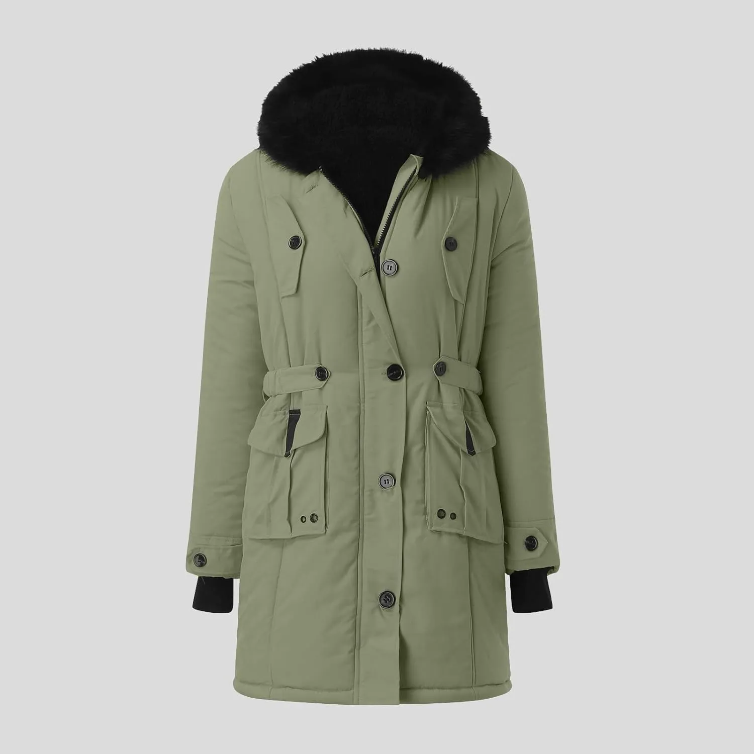 Women Down Puffer Jacket with Hood Trendy Winter Fashion Lined Hooded Snow Coat Jacket Outwear Long Jackets for