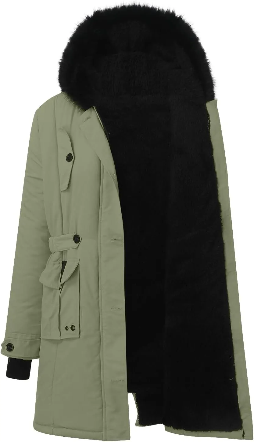 Women Down Puffer Jacket with Hood Trendy Winter Fashion Lined Hooded Snow Coat Jacket Outwear Long Jackets for