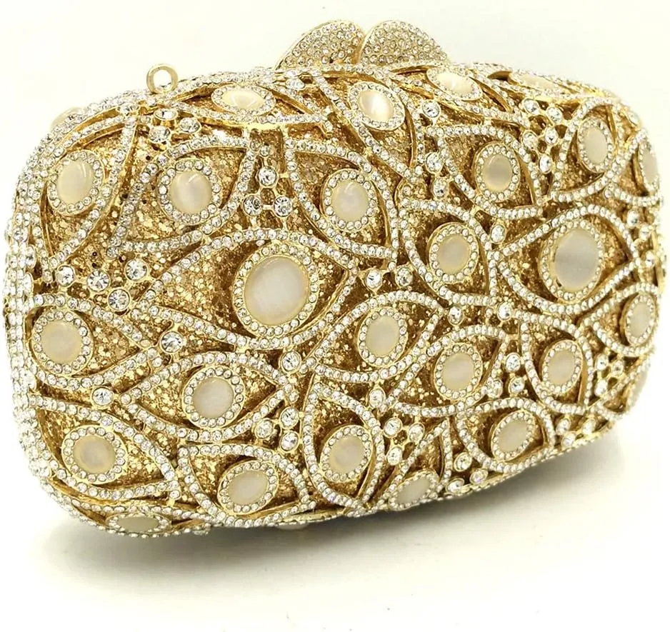 Women Evening-Bag Chain Wedding Clutch-Purse Rhinestones Luxury Handbags