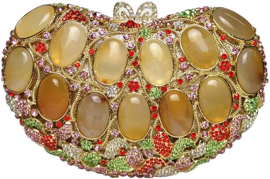 Women Party Evening-Bag Chain Crystal Clutch-Purse Wedding Handbag Heart