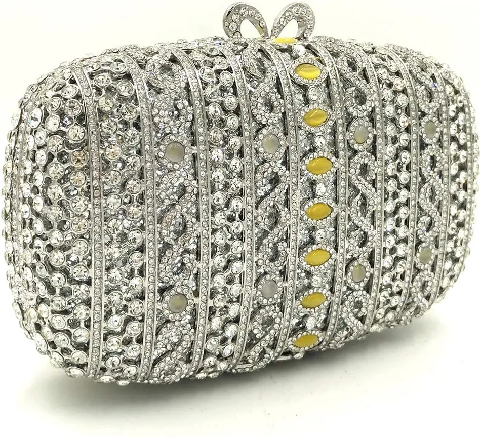Women Party Evening-Bag Elegant Crystal Clutch-Purse Chain Diamond Handbag Wedding