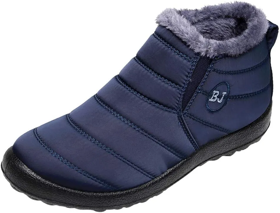 Women Snow Boots Waterproof Winter Boots Non Slip Fully Fur Booties Lightweight Slip on Ankle Boots Thickening Winter Shoes Walking Hiking Booties