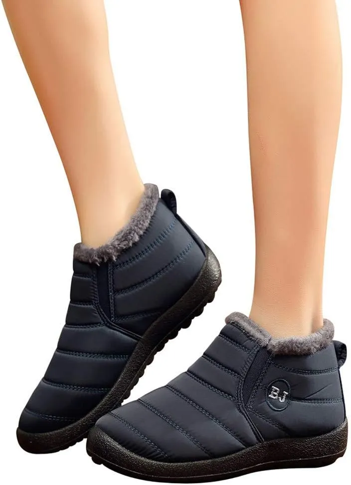 Women Snow Boots Waterproof Winter Boots Non Slip Fully Fur Booties Lightweight Slip on Ankle Boots Thickening Winter Shoes Walking Hiking Booties