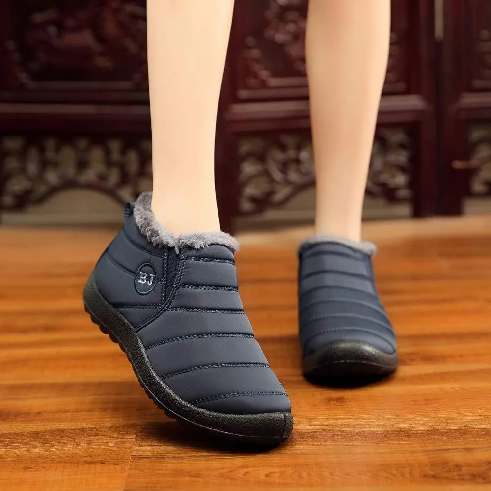 Women Snow Boots Waterproof Winter Boots Non Slip Fully Fur Booties Lightweight Slip on Ankle Boots Thickening Winter Shoes Walking Hiking Booties