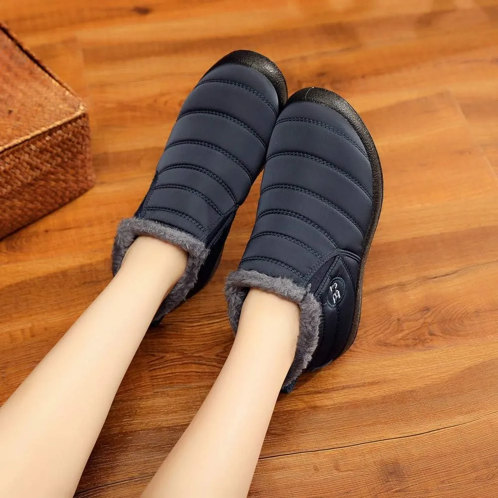 Women Snow Boots Waterproof Winter Boots Non Slip Fully Fur Booties Lightweight Slip on Ankle Boots Thickening Winter Shoes Walking Hiking Booties