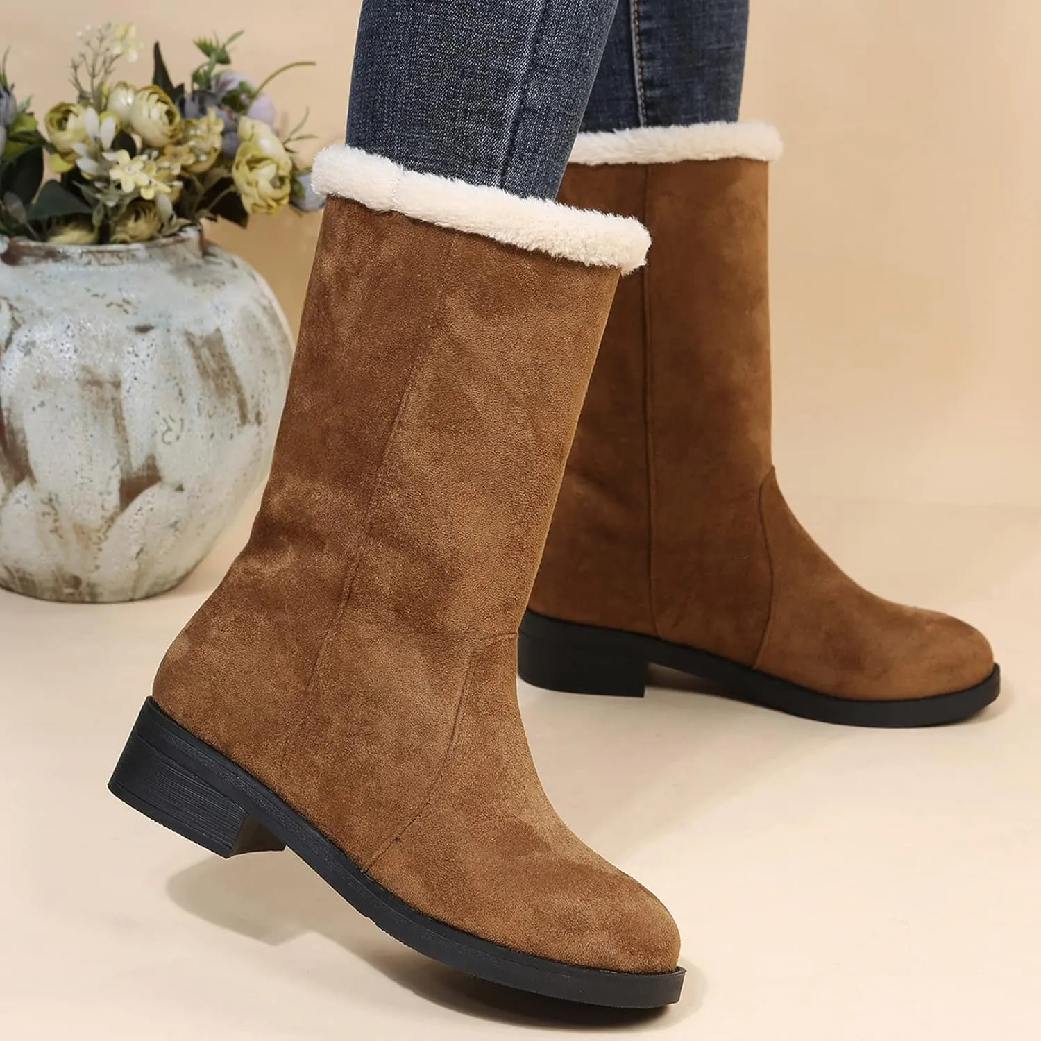 Women Snow Boots Winter Shoes with Zipper Womens Black Snow Boots Slip on Winter Boots Women Size 8 Waterproof Womens Winter Hunting Boots Waterproof Insulated Womens Warm Winter Boots Waterproof