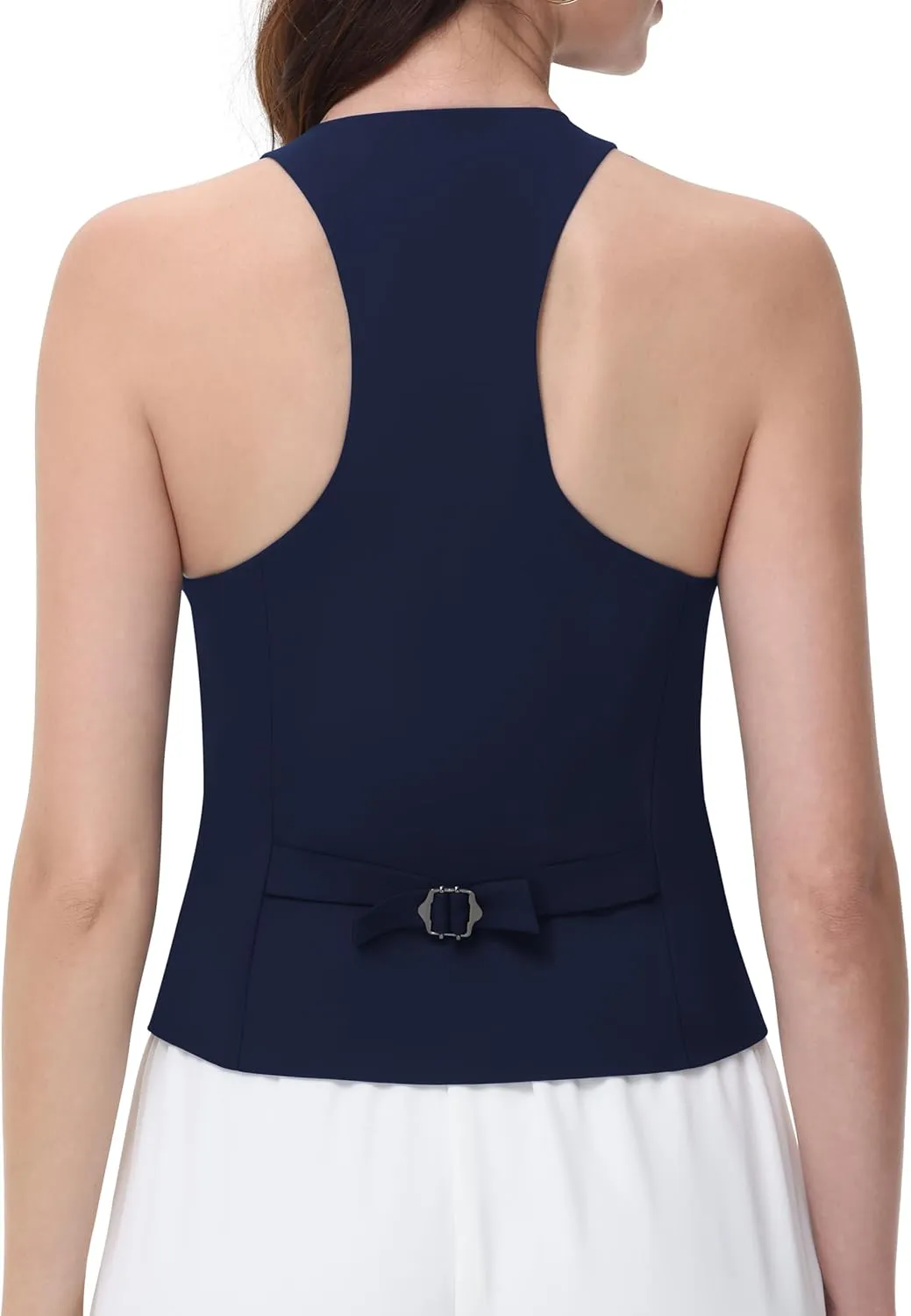 Women Suit Vest V Neck Button Down Vest Top Tuxedo Waistcoat Sleeveless Racerback Fashion Vests Blazer