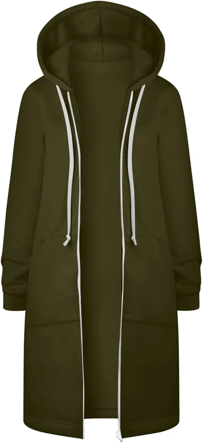 Women Zip Up Hoodie Jackets 2024 Hoood Long Sweatshirts Trendy Comfort Hoodies Cute Teen Girls Y2K Fall Clothes