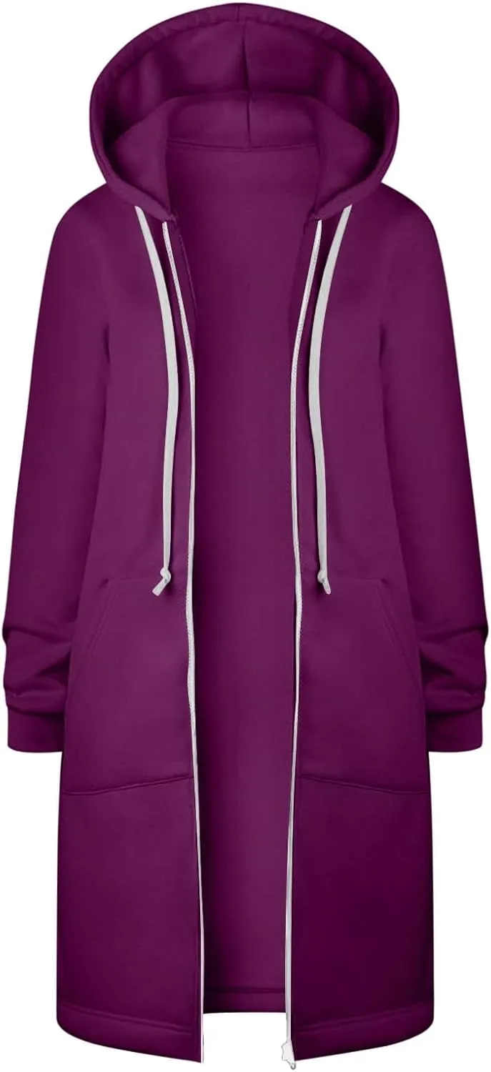 Women Zip Up Hoodie Jackets 2024 Hoood Long Sweatshirts Trendy Comfort Hoodies Cute Teen Girls Y2K Fall Clothes