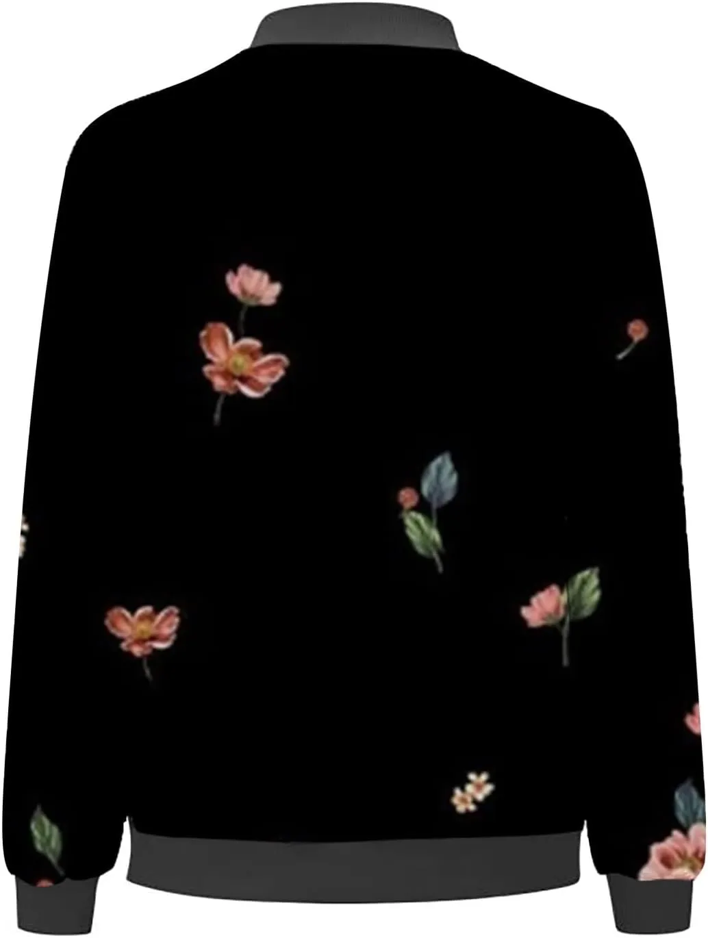 Women's Bomber Jacket Casual Coat Thin Pocket Jacket Blouse Coat Baseball Top Women's Baseball Jacket Floral Fall