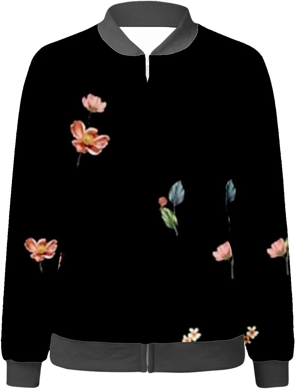 Women's Bomber Jacket Casual Coat Thin Pocket Jacket Blouse Coat Baseball Top Women's Baseball Jacket Floral Fall