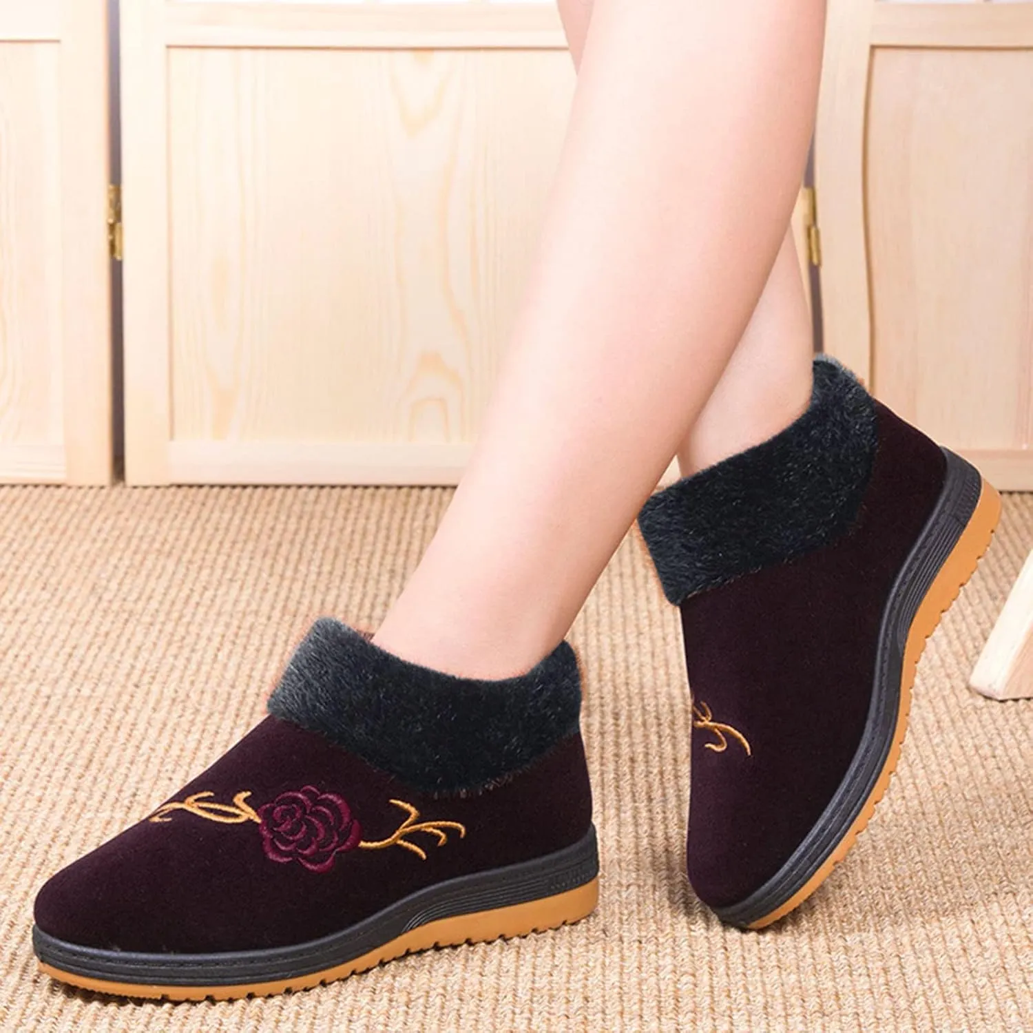 Womens Boots Snow Womens Boots Winter Fur Snow Tall Over The Knee Thigh High Boots Women's Boots Winter Slip on Wide Snow Boots for Women Snow Shoes for Women Wide