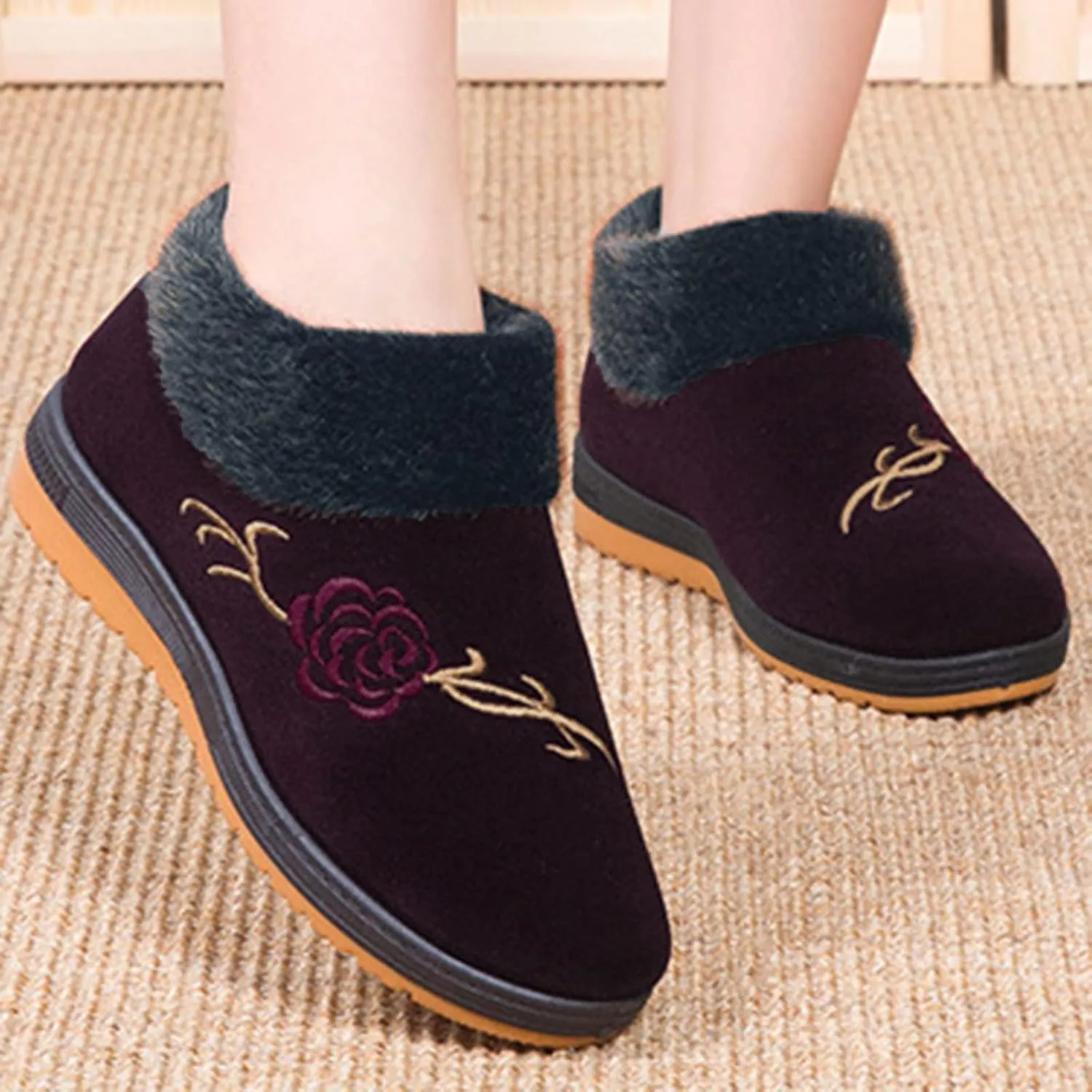 Womens Boots Snow Womens Boots Winter Fur Snow Tall Over The Knee Thigh High Boots Women's Boots Winter Slip on Wide Snow Boots for Women Snow Shoes for Women Wide