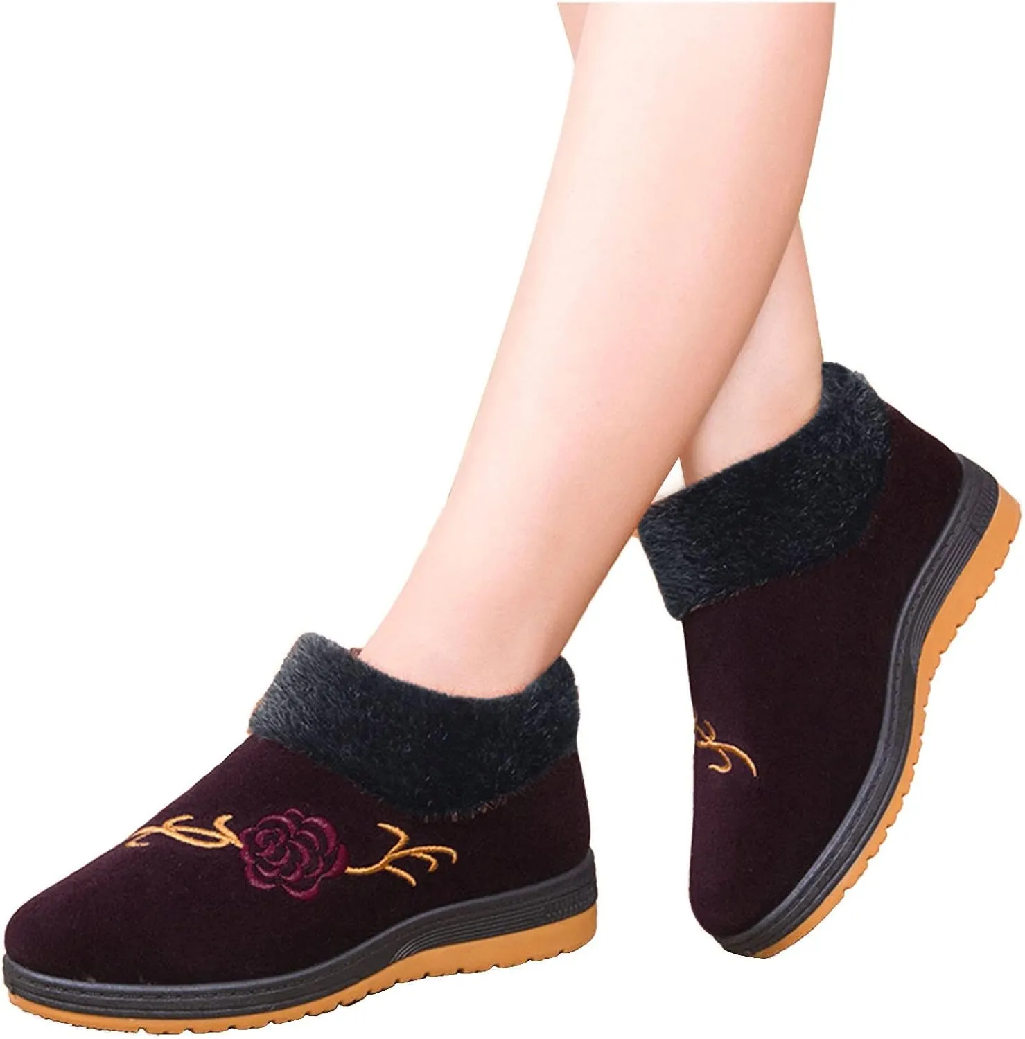 Womens Boots Snow Womens Boots Winter Fur Snow Tall Over The Knee Thigh High Boots Women's Boots Winter Slip on Wide Snow Boots for Women Snow Shoes for Women Wide