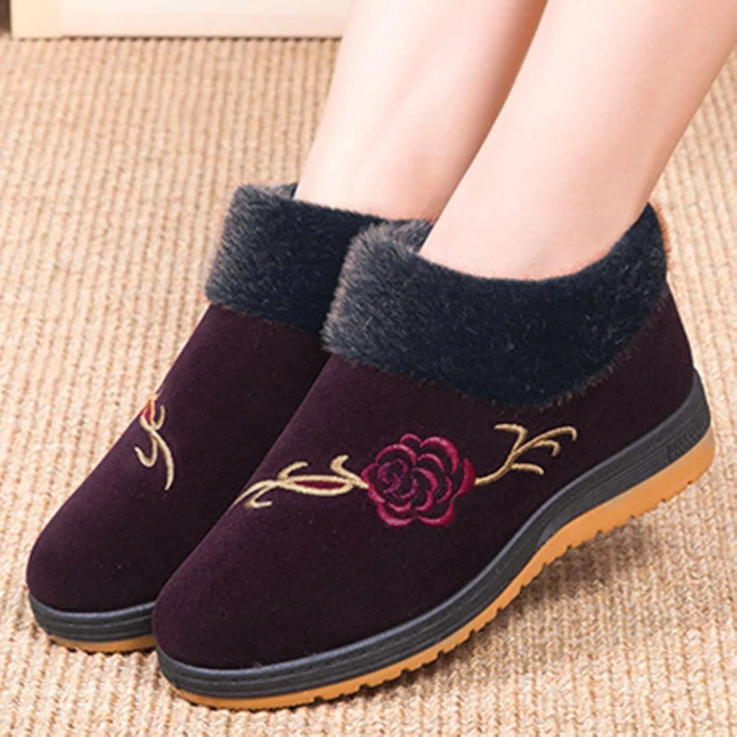 Womens Boots Snow Womens Boots Winter Fur Snow Tall Over The Knee Thigh High Boots Women's Boots Winter Slip on Wide Snow Boots for Women Snow Shoes for Women Wide