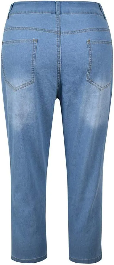 Womens Capri Jeans High Waisted Straight Leg Skinny Y2k Denim Jeans Caual Stretchy Waist Cropped Slim Petite Jeans