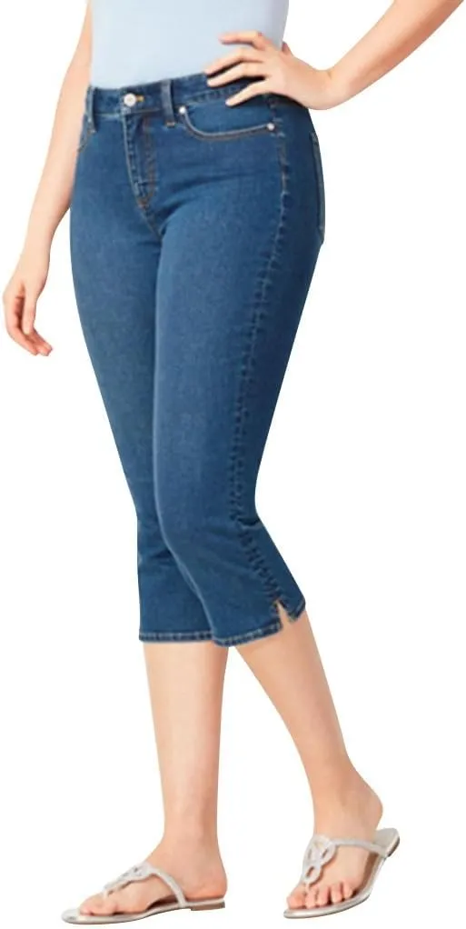 Womens Capri Jeans High Waisted Straight Leg Skinny Y2k Denim Jeans Caual Stretchy Waist Cropped Slim Petite Jeans