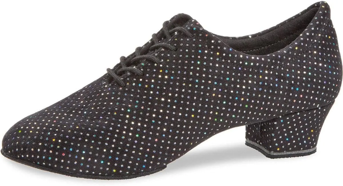 Women's Dance Shoes 189-234-155 - Glitter Black - Normal - 3.7 cm Cuban - Made in Germany, black, 3.5 Women